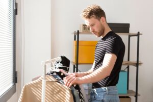 person deciding clothes to wear